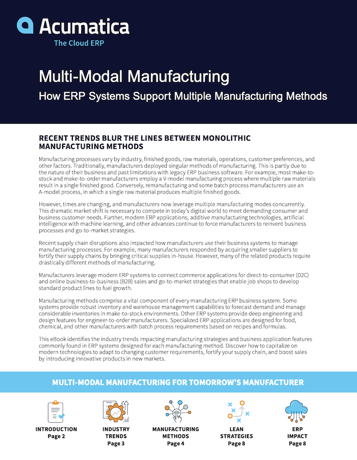 ERP for Multi-Modal Manufacturing