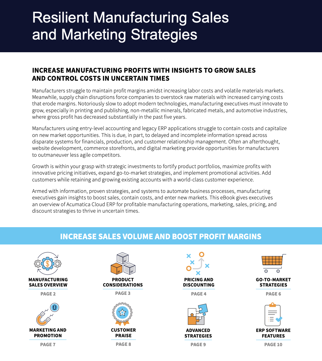 Manufacturing Sales and Marketing Strategies